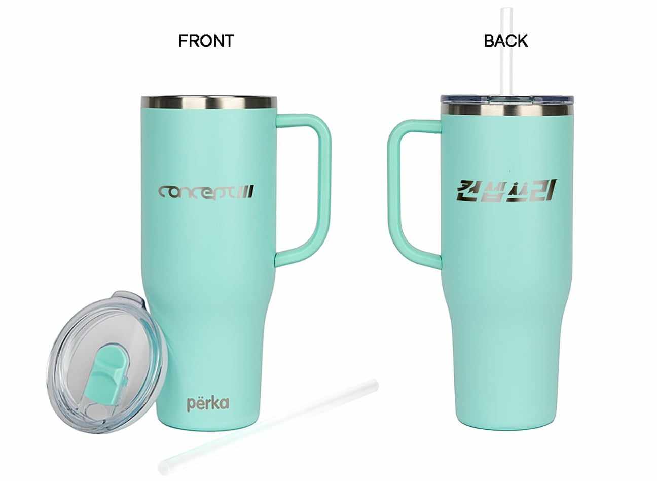 Concept 3 Perka 40oz Double Walled Stainless Steel Travel Mug Tumbler