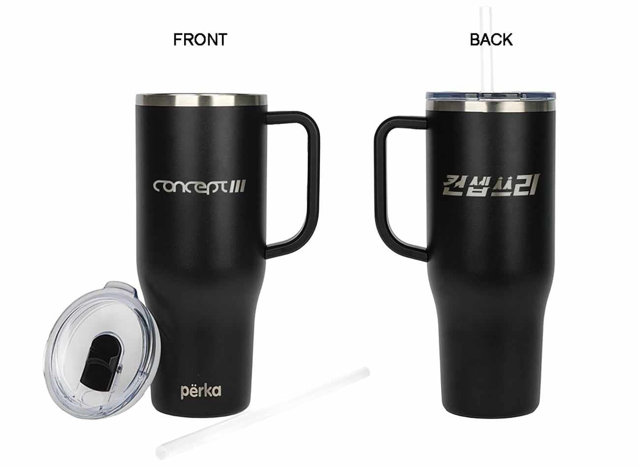 Concept 3 Perka 40oz Double Walled Stainless Steel Travel Mug Tumbler